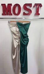 Art. 857-SAT Vestido largo saten frunce pecho y cola - Imagen 5