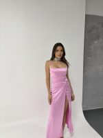 Art. 854-SAT Vestido largo saten con tajo