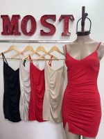 Art. 867-CB-MF1 Vestido microfibra glitter cruzado y frunce - Imagen 3