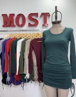 Art. 679-M(LAR) Vestido morley frunce lateral manga larga