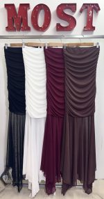 Art. 870-TU-MF Vestido strapless tul-micro frunce y volado - Imagen 3