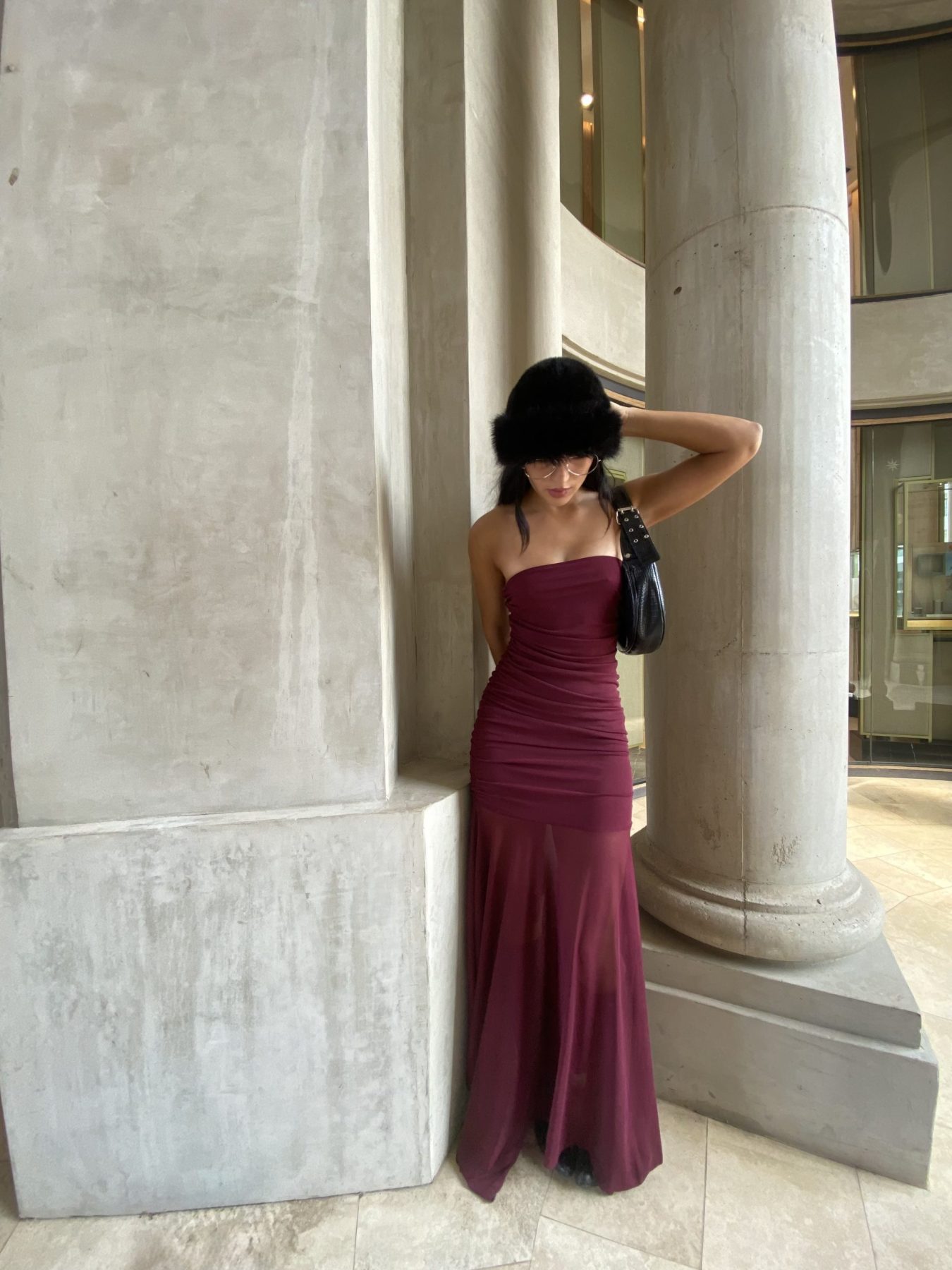 Art. 870-TU-MF Vestido strapless tul-micro frunce y volado - Imagen 1