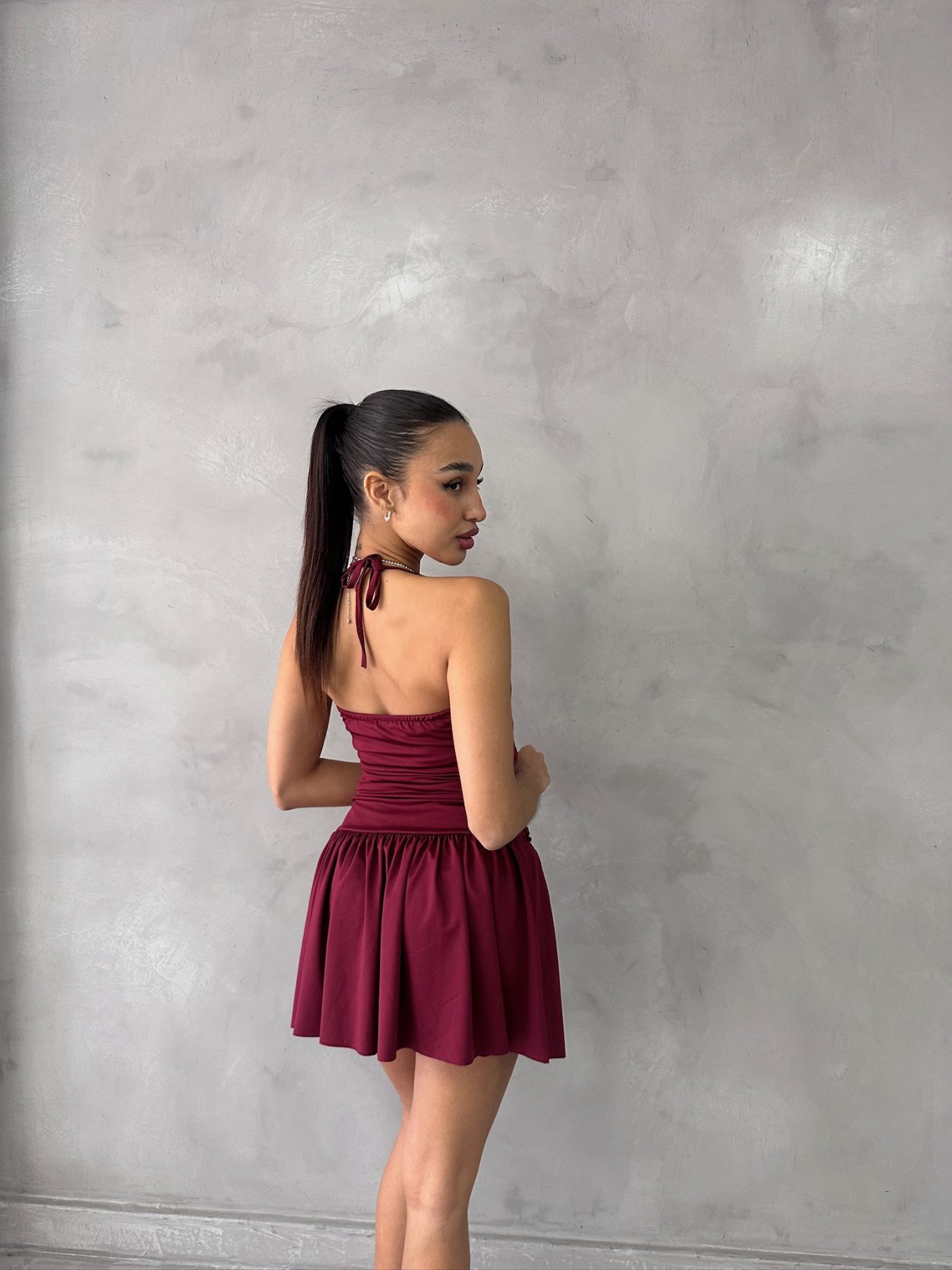 Art. 873-MF Vestido microfibra nudo cruzado y pollera volado - Imagen 2
