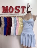 Art. 873-MF Vestido microfibra nudo cruzado y pollera volado - Imagen 3