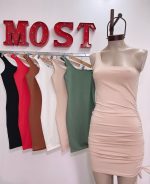 Art. 743-MF Vestido microfibra un solo hombro frunce lat - Imagen 2