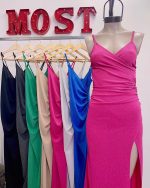 Art. 820-L Vestido lurex largo cruzado y frunce - Imagen 2