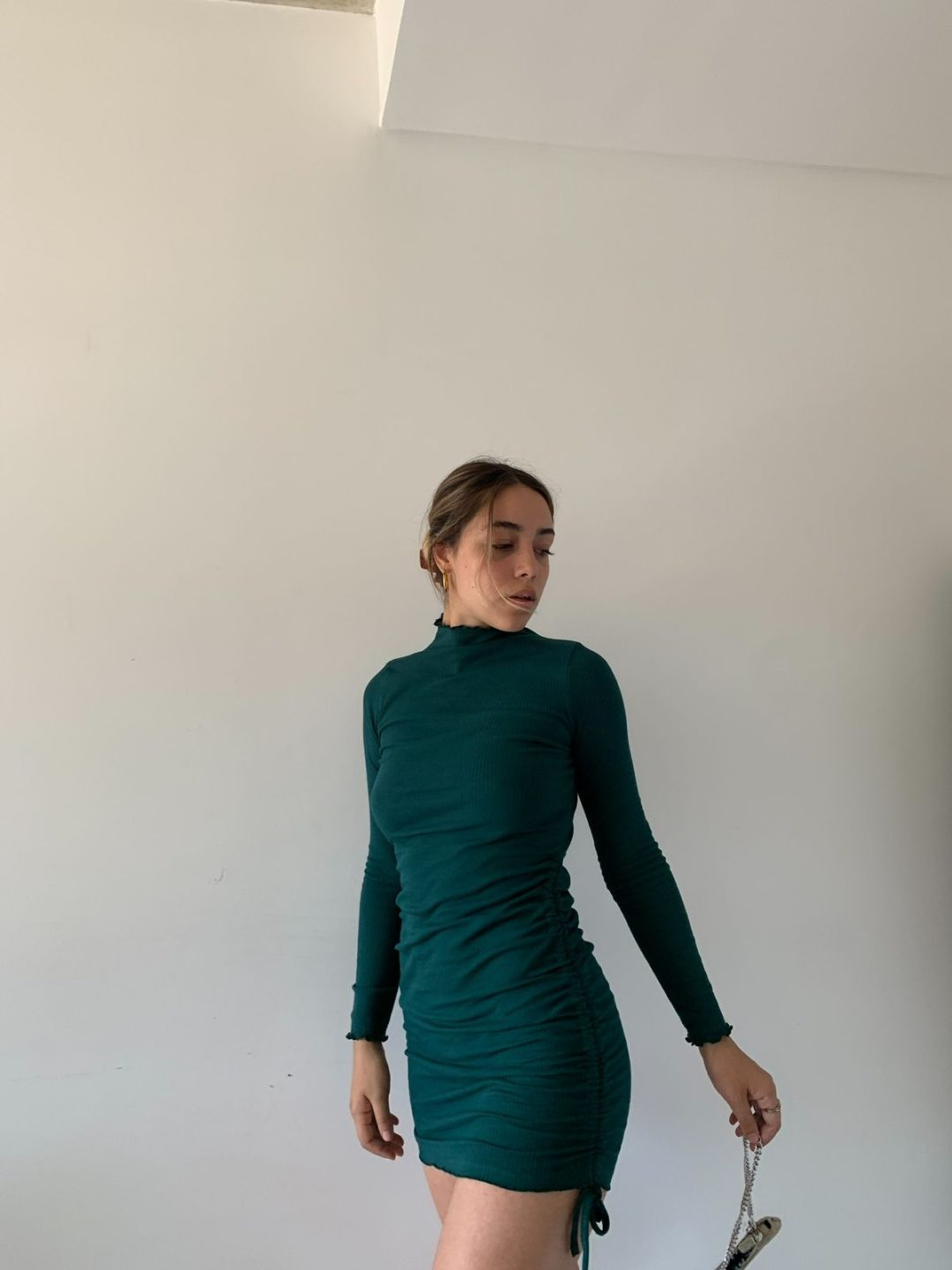Art. 690-M(LAR) Vestido morley polera rulette frunce lateral