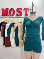 Art. 683-M(LAR) Vestido morley paisana manga larga frunce central rulette - Imagen 2