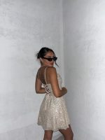Art. 836-LE Vestido lentejuelas combi mf tiras atrás - Imagen 2