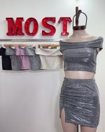 Art. 1496-CB Top cuello bote sin mangas crep brillo - Imagen 2