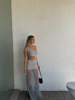 Art. 829-TU-MF Vestido largo un solo hombro combi